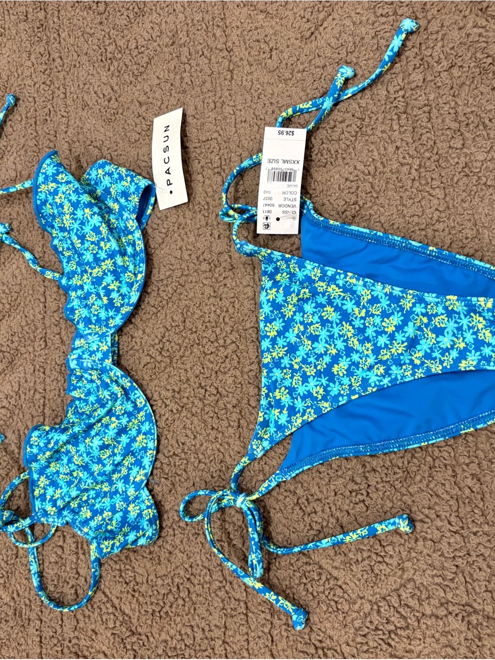PacSun Blue Floral Two-Piece Swim Set